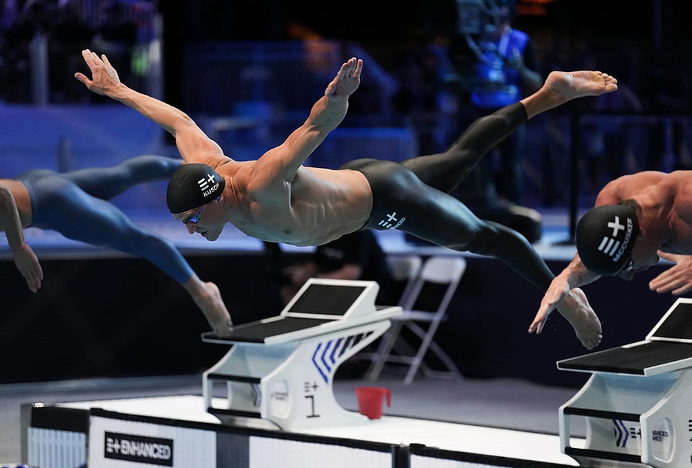 Marius Kusch, of Germany, competes in the men's 100-meter butterfly final at the Enhanced Games in Las Vegas. - | Photo: AP/Jae C. Hong