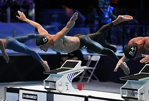 | Photo: AP/Jae C. Hong : Marius Kusch, of Germany, competes in the men's 100-meter butterfly final at the Enhanced Games in Las Vegas.