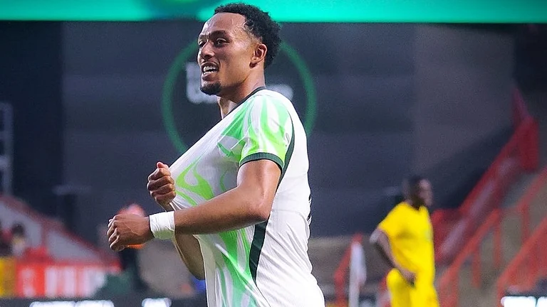 Femi Azeez celebrates after scoring against Zimbabwe in Unity Cup 2026. - NGSuperEagles/X
