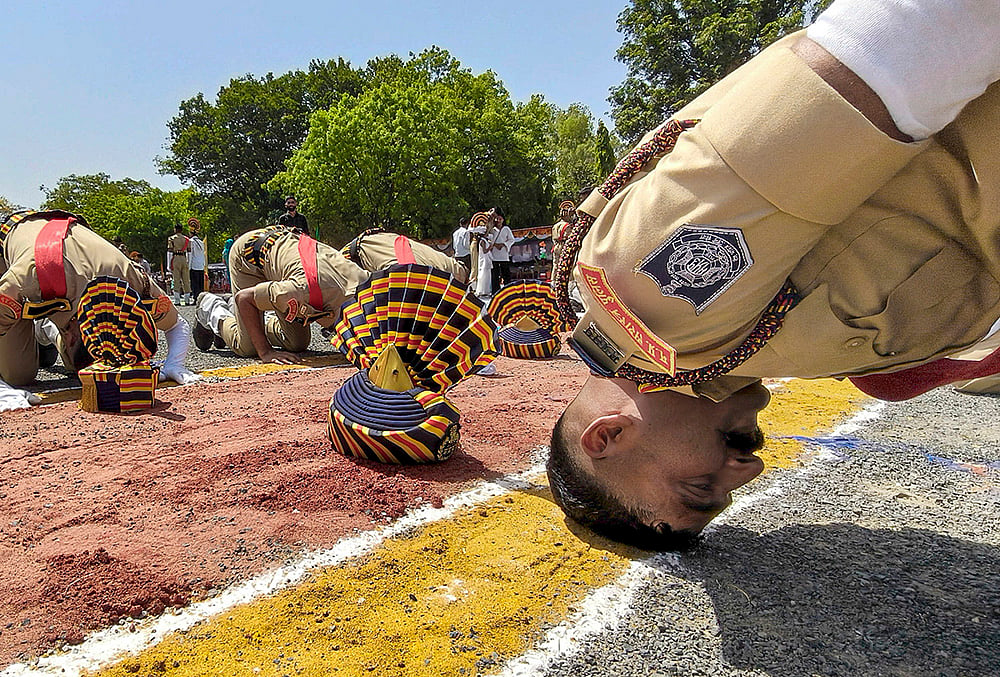 Newly inducted constables at passing out parade in Indore