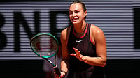 Aryna Sabalenka Vs Jessica Bouzas Maneiro Highlights, French Open: World No. 1 Dominates Roland-Garros Opener | Photo: AP/Christophe Ena : Aryna Sabalenka of Belarus reacts as she plays against Jessica Bouzas Maneiro of Spain during their first round women’s singles tennis match at the French Open tennis tournament in Paris, Tuesday, May 26, 2026.