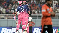 SRH Vs RR LIVE Score, IPL Eliminator: Jurel Departs After Quick Fifty | Rajasthan Royals 192/3 (14) | Photo: AP/Ashwini Bhatia : Rajasthan Royals’ Dhruv Jurel, facing the camera, is congratulated by captain Riyan Parag after completing his 50 during the Indian Premier League cricket match between Rajasthan Royals and Sunrisers Hyderabad in New Chandigarh, India, Wednesday, May 27, 2026.