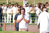 | Photo: AP/Kamal Kishore : Congress MP and Leader of Opposition in Lok Sabha Rahul Gandhi pays tribute to India's first Prime Minister Jawaharlal Nehru on his 62nd death anniversary at Shanti Van, in New Delhi.