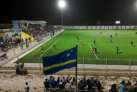 Inter Willemstad and Centro Dominguito play a local league soccer match in Willemstad, Curacao.