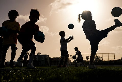 Children train at the C-Stars United soccer academy in Willemstad, Curacao.