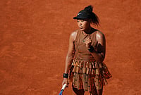 Naomi Osaka Vs Laura Siegemund, French Open: Japanese Star Kicks Off Campaign With Dominant Victory | Photo: AP/Aurelien Morissard : Naomi Osaka of Japan celebrates as she plays against Laura Siegemund of Germany during their first round women's singles tennis match at the French Open tennis tournament in Paris.