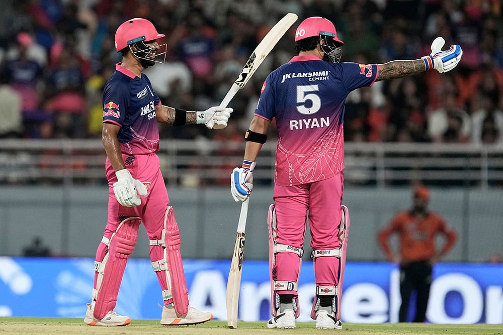 Rajasthan Royals Dhruv Jurel celebrates his fifty runs