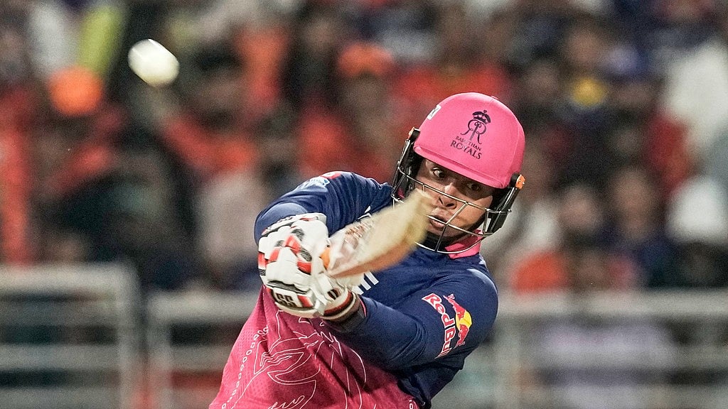 Vaibhav Sooryavanshi plays a shot during the Indian Premier League cricket match between Rajasthan Royals and Sunrisers Hyderabad in New Chandigarh. - AP/Ashwini Bhatia