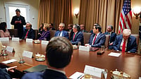 Trump To Convene Cabinet Amid Rising Tensions With Iran AP : Elon Musk speaks as President Donald Trump holds a Cabinet meeting at the White House in Washington, Tuesday, Feb. 26, 2025.
