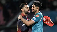 (AP Photo/Ashwini Bhatia) : Royal Challengers Bengaluru's Virat Kohli, left, and Gujarat Titans' captain Shubman Gill greet each other at the end of the Indian Premier League cricket match between Gujarat Titans and Royal Challengers Bengaluru in Dharamshala, India, Tuesday, May 26, 2026