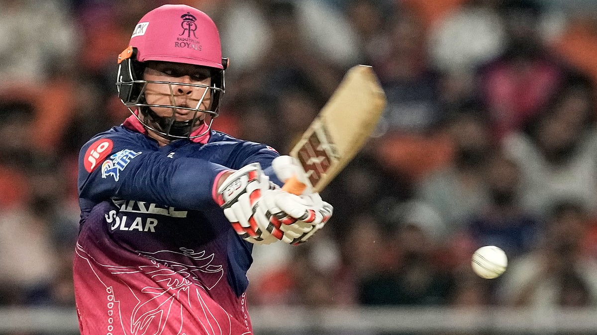 Rajasthan Royals’ Vaibhav Sooryavanshi plays a shot during the Indian Premier League cricket match between Rajasthan Royals and Sunrisers Hyderabad in New Chandigarh, India, Wednesday, May 27, 2026.  - | Photo: AP/Ashwini Bhatia