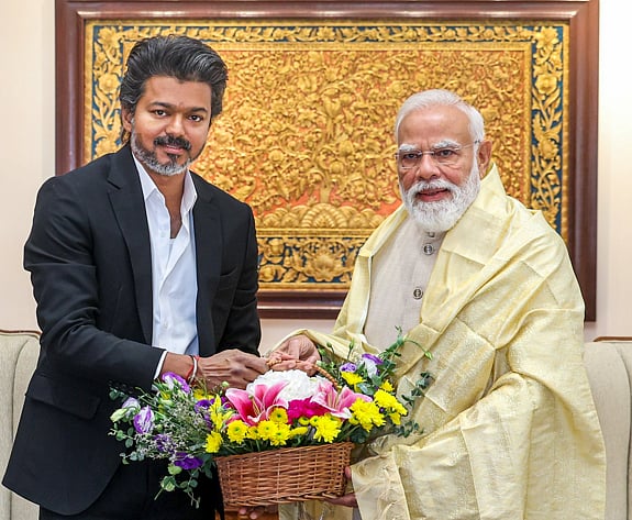 Tamil Nadu Chief Minister C. Joseph Vijay made his first official visit to the national capital on Wednesday, meeting Prime Minister Narendra Modi at Seva Teerth in New Delhi.  - null