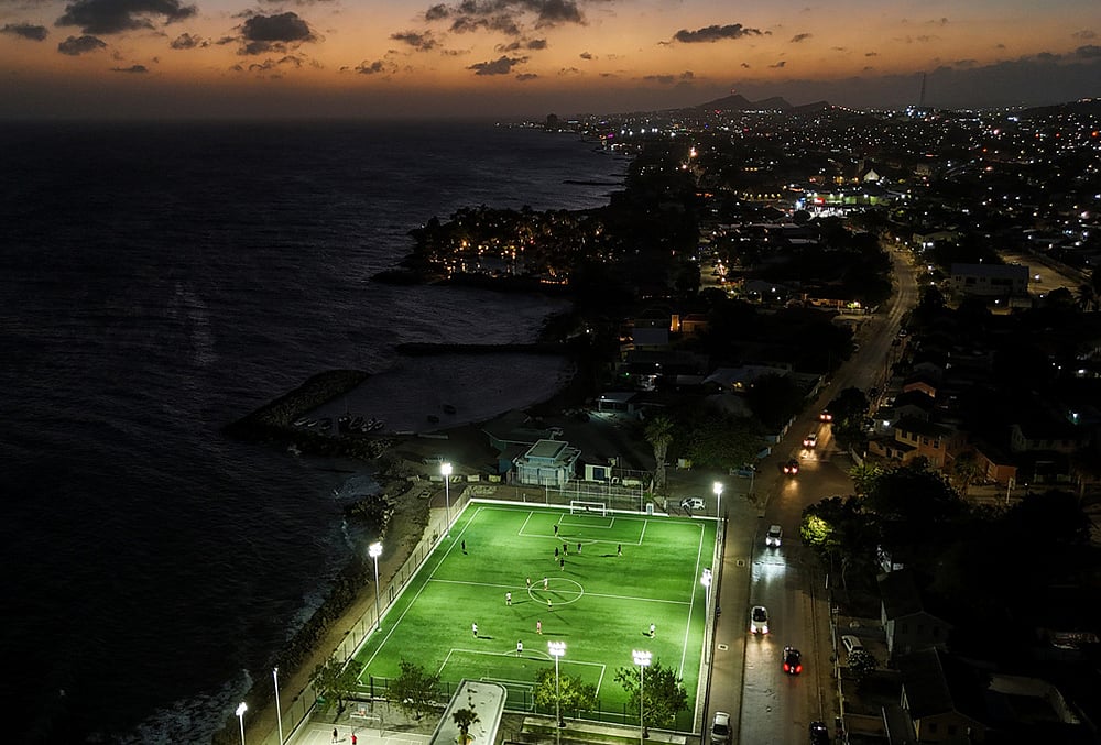 People play soccer in Willemstad, Curacao.