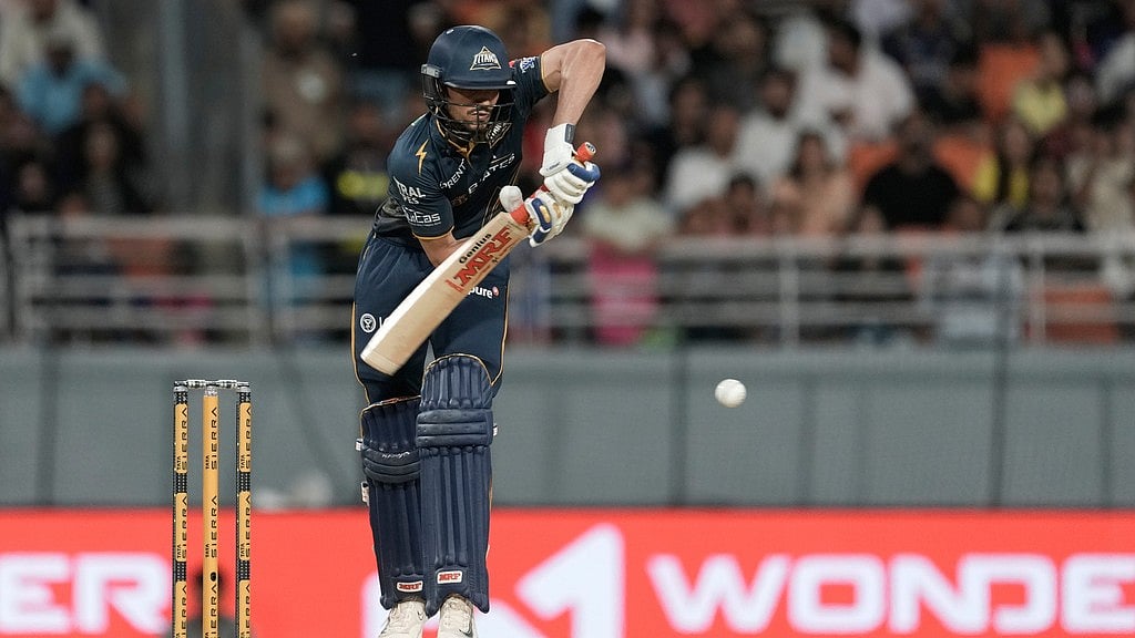Gujarat Titans' captain Shubman Gill plays a shot during the Indian Premier League cricket match between Gujarat Titans and Rajasthan Royals in New Chandigarh, India, Friday, May 29, 2026.  - AP Photo/Ashwini Bhatia