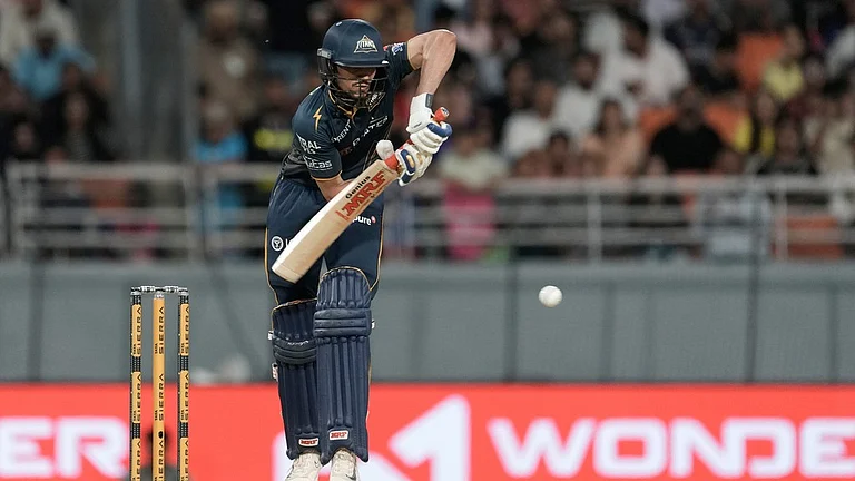 Gujarat Titans' captain Shubman Gill plays a shot during the Indian Premier League cricket match between Gujarat Titans and Rajasthan Royals in New Chandigarh, India, Friday, May 29, 2026. - AP Photo/Ashwini Bhatia
