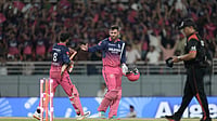 AP Photo/Ashwini Bhatia : Rajasthan Royals' Donovan Ferreira with batting partner Ravindra Jadeja return after their innings during the Indian Premier League cricket match between Gujarat Titans and Rajasthan Royals in New Chandigarh, India, Friday, May 29, 2026