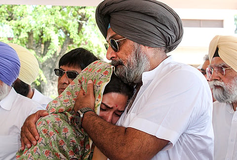 Raninder Singh, family members of veteran Indian sports administrator Randhir Singh, during the latter’s last rites, at Chandi Ghat in Haridwar.