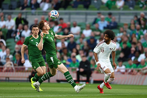 Ireland's Jake O'Brien controls the ball during the international friendly soccer match between Ireland and Qatar in Dublin, Ireland.