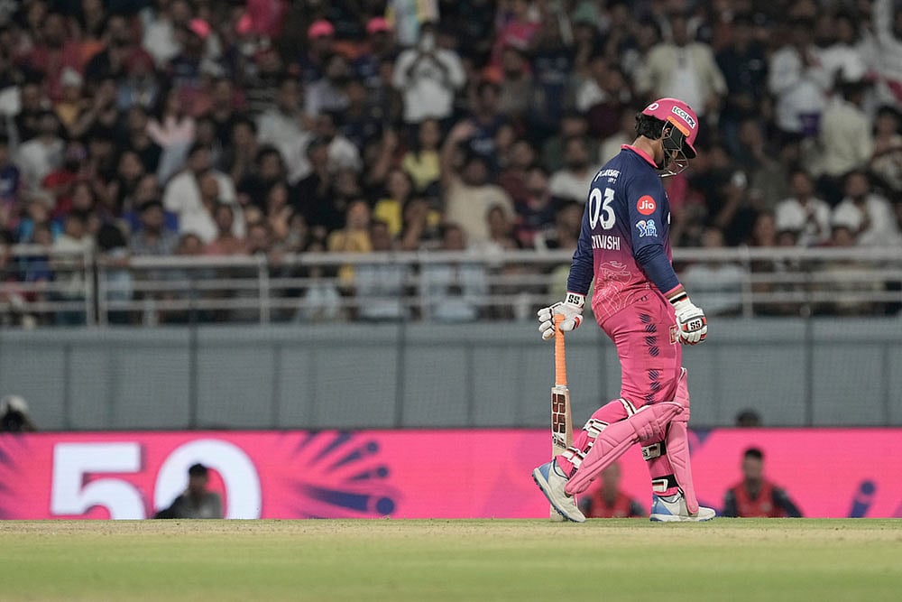 Rajasthan Royals Vaibhav Sooryavanshi reacts after scoring fifty runs