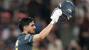 Ap Photo : Gujarat Titans' captain Shubman Gill celebrates his century during the Indian Premier League cricket match between Gujarat Titans and Rajasthan Royals in New Chandigarh.