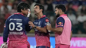 AP Photo/Ashwini Bhatia : A team medic checks Rajasthan Royals' Vaibhav Sooryavanshi after a ball hits Sooryavanshi's helmet during the Indian Premier League cricket match between Gujarat Titans and Rajasthan Royals in New Chandigarh, India, Friday, May 29, 2026.