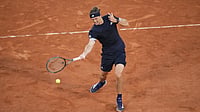 Alexander Zverev Vs Quentin Halys Live Score, French Open: Second Seed Faces Home Favourite At Roland-Garros (AP Photo/Christophe Ena) : Alexander Zverev of Germany returns to Tomas Machac of the Czech Republic during their second round men's singles tennis match at the French Open tennis tournament in Paris, Wednesday, May 27, 2026.