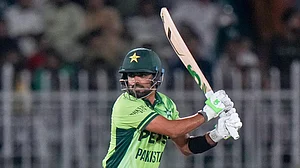 AP Photo : Pakistan's Babar Azam bats during the first one day international cricket match between Pakistan and Australia, in Rawalpindi, Pakistan.