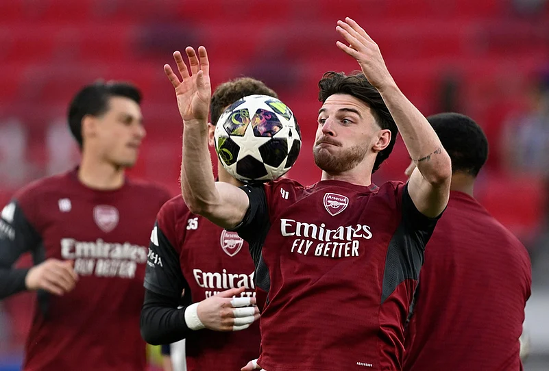 Arsenal vs PSG Champions League final training photos-Arsenals Declan Rice