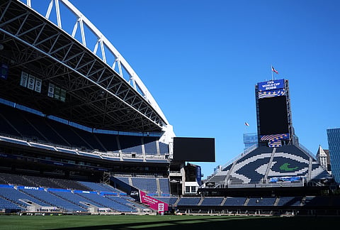 Seattle Stadium, normally known as Lumen Field, is seen with new signage as preparations continue ahead of the 2026 FIFA World Cup matches, in Seattle.