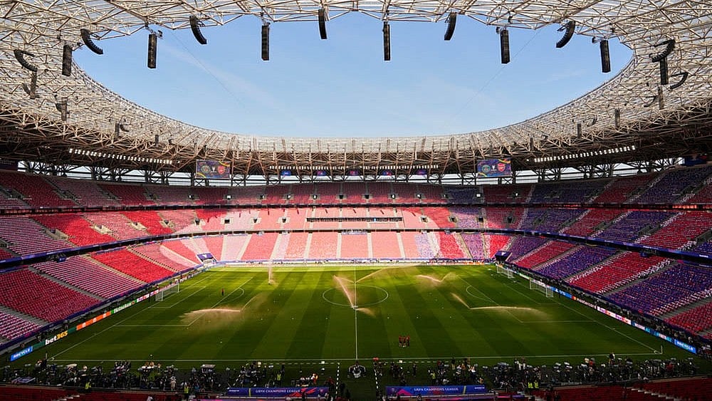 Generel view of the Puskas Arena a day ahead of the Champions League final soccer match between Paris Saint-Germain and Arsenal in Budapest, Hungary. - | Photo: AP/Vadim Ghirda