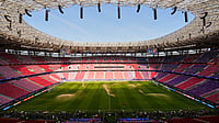 PSG Vs Arsenal LIVE Score, UEFA Champions League 2025-26 Final: Saka, Rice Start - Check Playing XIs From Budapest | Photo: AP/Vadim Ghirda : Generel view of the Puskas Arena a day ahead of the Champions League final soccer match between Paris Saint-Germain and Arsenal in Budapest, Hungary.