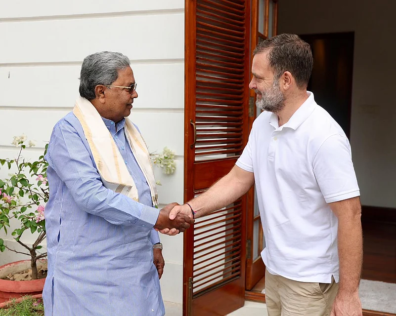 Siddaramaiah with Rahul Gandhi in New Delhi