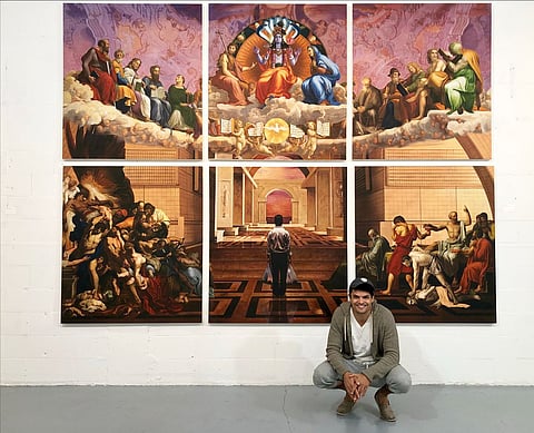 Kalyan’s paintings feel crowded with layered meanings and historical references
