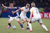 Japan Vs Iceland Highlights, International Friendly 2026: Koki Ogawa's Late Goal Hands Blue Samurai Victory In Tokyo Eugene Hoshiko/AP : Ritsu Doan of Japan, left, and Kristian Hlynsson of Iceland compete for the ball during the friendly soccer international match.