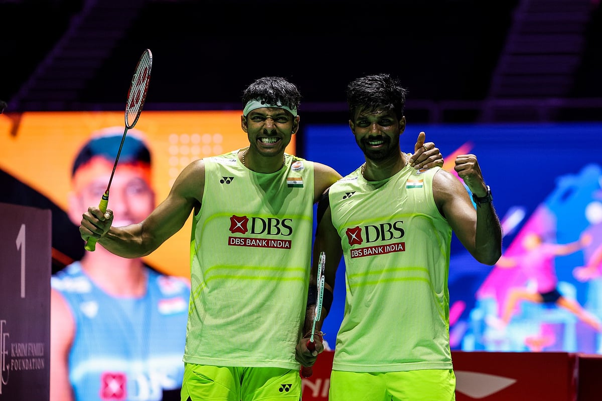 Satwiksairaj Rankireddy and Chirag Shetty pose for the cameras. - X/Badminton Photo