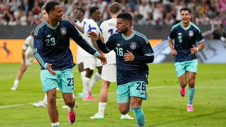Germany’s Deniz Undav, center, celebrates scoring his side’s opening goal during the friendly soccer match between Germany and Finland in Mainz, Germany, Sunday, May 31, 2026. - | Photo: AP/Michael Probst