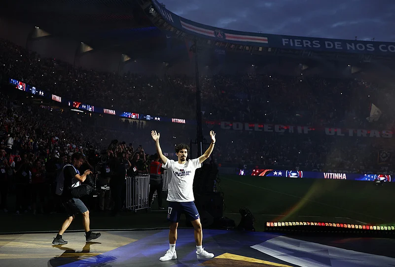 PSG UEFA Champions League 2025-26 Trophy Parade Paris in Pics-Vitinha