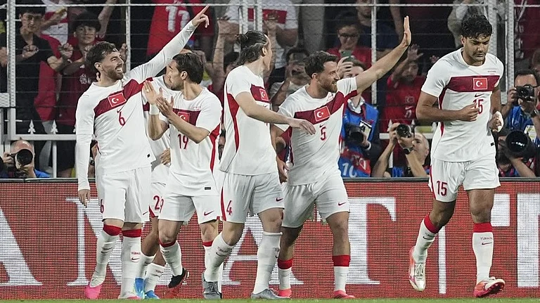 Turkiye’s Orkun Kokcu celebrates after scoring against North Macedonia during their international friendly match in Istanbul on June 1, 2026. - | Photo: Instagram/millitakimlar
