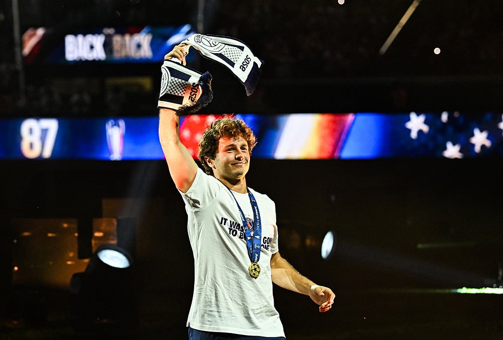 PSG UEFA Champions League 2025-26 Trophy Parade Paris in Pics-João Neves