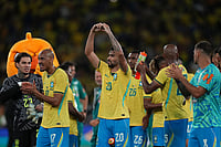 | Photo: AP/Silvia Izquierdo : Brazil's Lucas Paqueta, center and teammates celebrate their team's 6-2 victory over Panama at the end of a friendly soccer match in Rio de Janeiro.