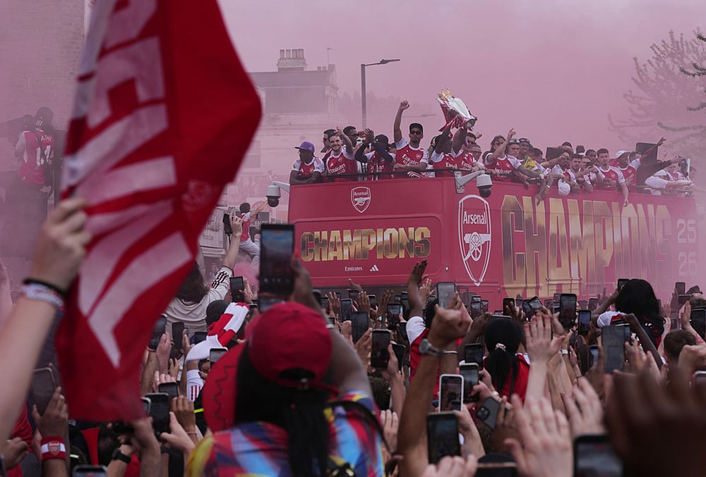Arsenal premier league Trophy Parade in London 