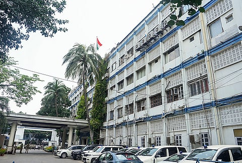 An outside view of the CID headquarters, at Bhabani Bhawan in Kolkata. Trinamool Congress leader Abhishek Banerjee was unlikely to appear before the West Bengal CID on Monday owing to health-related issues, he was summoned in connection with a probe into the alleged use of forged signatures of party legislators in a communication submitted to the Assembly Secretariat. 
