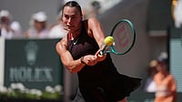 Aryna Sabalenka Vs Naomi Osaka Preview, French Open 2026: LIVE Streaming, Time, Court Name - All You Need To Know | Photo: AP/Thibault Camus : Aryna Sabalenka of Belarus returns to Daria Kasatkina of Australia during their third round women's singles tennis match at the French Open tennis tournament in Paris.