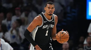 | Photo: AP/Julio Cortez : San Antonio Spurs and New York Knicks will be up against each other in the NBA finals 2025-26 starting from Wednesday, June 3.