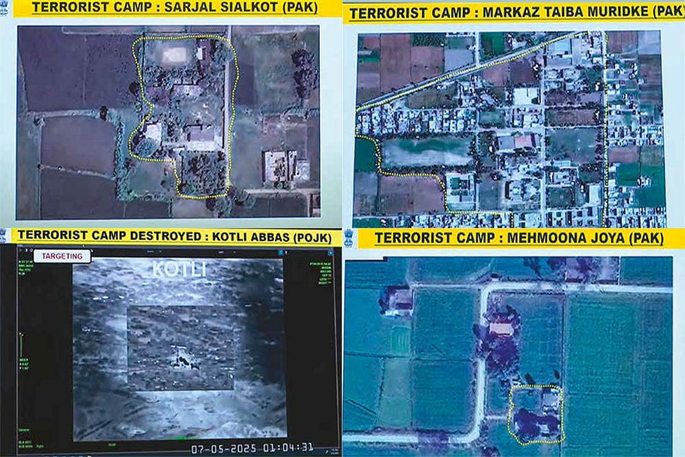 Composite of satellite imaging showing targeted centres in Pakistan during Operation Sindoor 