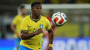AP/File : Brazil’s Endrick controls the ball during a friendly soccer match against Panama in Rio de Janeiro, Sunday, May 31, 2026.