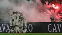Netherlands 0-1 Algeria Highlights, International Friendly 2026: Moussa's Solitary Goal Helps Les Fennecs Clinch Victory AP Photo : Algeria players celebrate after Algeria's Anis Hadj Moussa scored his side's opening goal during the international friendly soccer match between Netherlands and Algeria in Rotterdam, Netherlands.