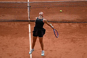 | Photo: AP/Emma Da Silva : Russia's Diana Shnaider reacts after winning the quarterfinal tennis match against Aryna Sabalenka of Belarus at the French Open in Paris.