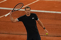Alexander Zverev Vs Rafael Jodar, French Open 2026 Quarter-Final: German Star Rallies Past Teenager In Straight Sets | Photo: AP/Aurelien Morissard : Germany's Alexander Zverev reacts after winning during the quarterfinal tennis match against Spain's Rafael Jodar at the French Open in Paris.
