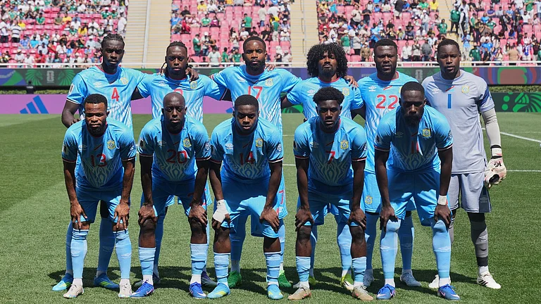 DR Congo's team pose for a group photo prior to the soccer match between DR Congo and Jamaica in Guadalajara, Mexico, Tuesday, March 31, 2026. - AP Photo/Eduardo Verdugo